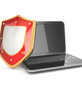 Security shield on a laptop