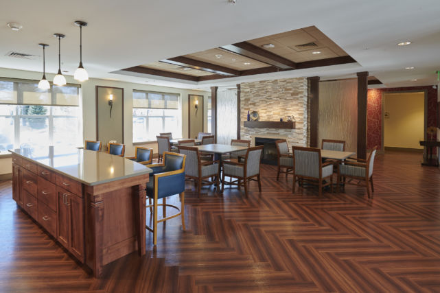 Dining area in new senior living building